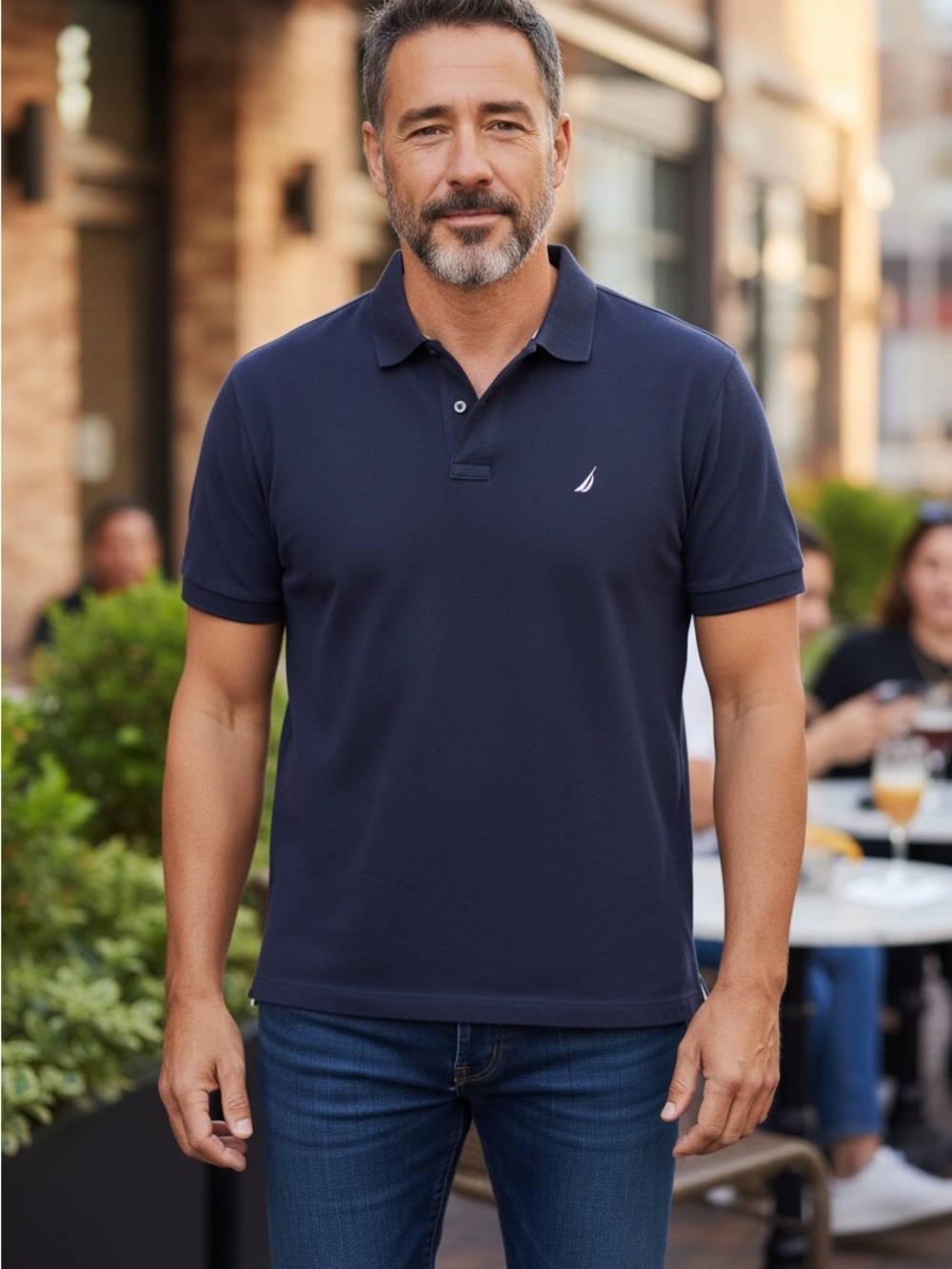 Nautica Men’s Dark Navy Polo with Signature Sail Logo